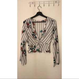 Long Sleeve Floral Blouse | White | Size: S